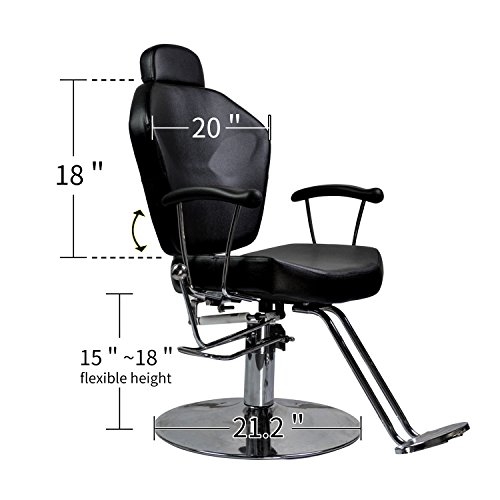 Ainfox Heavy Duty Barber Chair, 360 Swivel Professional Vintage All Purpose Hydraulic Pump Shampoo Chair Styling Equipment for Spa Beauty Salon (Hydraulic Recliner Barber Chair 007) - Thumbnail 4