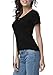 Women/Girls Sexy Deep V Neck Lace Up Short Sleeve Top Black Small