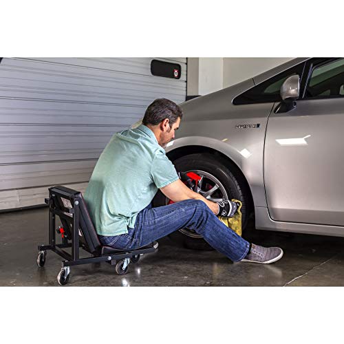 Powerbuilt 2in1 Rolling Creeper Seat Converts from High to Low Roller Seat, Fast, ToolFree