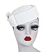 Ladies Teardrop Fancy Wool Fascinator Cocktail Pillbox Hat Formal Racing A253 (Ivory)