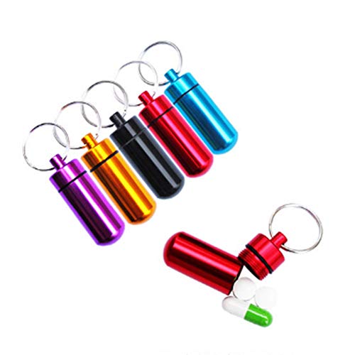 ink2055 EDC Medicine Box,Mini Waterproof Case EDC Outdoor Emergency Medicine Drug Box Tank with Keychain Purple - Thumbnail 3