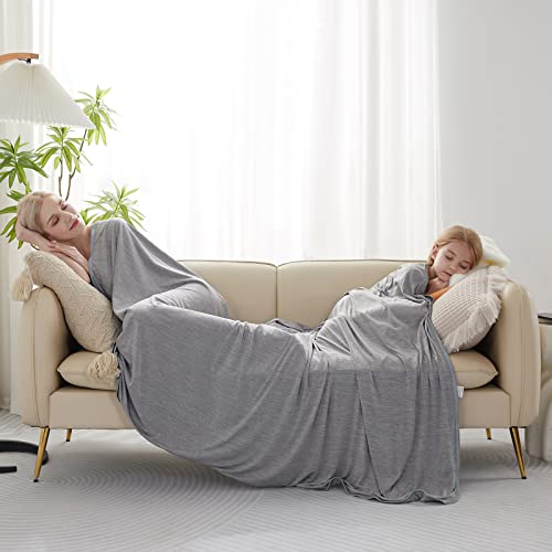 Marchpower Cooling Blanket, 150 x 200 cm, Light Summer Blanket with Japanese Arc-Chill Q-Max > 0.43 Cooling Fibres, Absorbs Body Heat, 2 in 1 Double-Sided Children's Blanket, Sofa Blanket, Travel Blanket, Grey