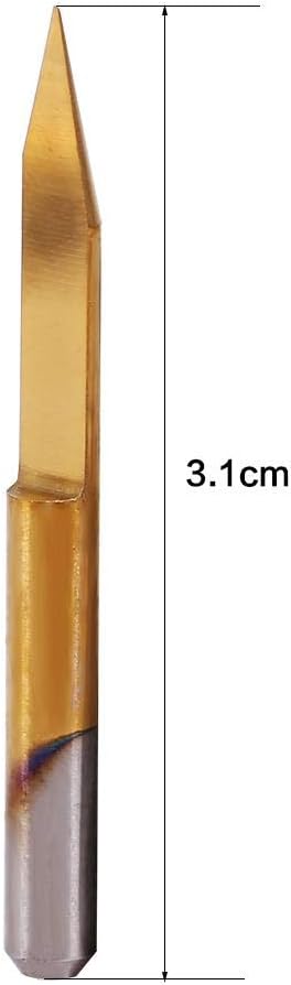 Akozon 30 Degree V Groove Titanium Coated Carbide Engraving CNC Router Bit, 10pcs, 0.1mm Tip, popular, normal - Image 3