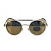 Ucspai Steampunk Sunglasses Goggles Gold Frame with Reflective Lens