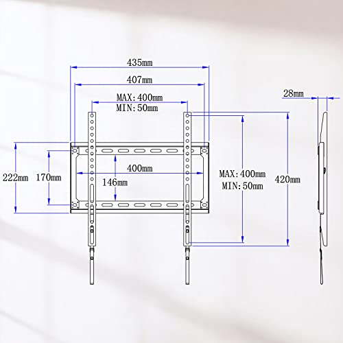 Mounting Dream Fixed TV Wall Bracket Mount Ultra Slim for Most 26-60 inch TVs up to VESA 400x400mm and 45.5 KG, Flat to wall Low Profile TV Bracket MD2361-K-02