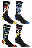 SockShop Men's 4 Pair Marvel X-Men Wolverine, Beast, Cyclops and Colossus Cotton Socks