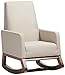 Baxton Studio Yashiya Mid Century Retro Modern Fabric Upholstered Rocking Chair, Light Beige