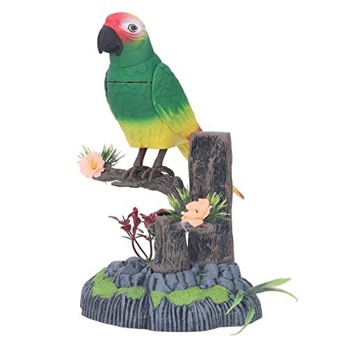 Talking Parrot Toy, Repeats What You Say Electric Battery Operated Control Voice Parrots Sound Activated Chirping Fluttering Birds Toys Electric Interactive Animated Toy for Garden (2)