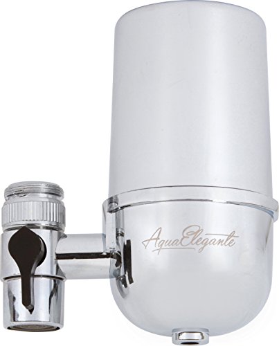 Aqua Elegante Classic Tap Water Faucet Filter - Original Chlorine Removing Filtration System & Cartridge For Kitchen And Bathroom Sink - Chrome