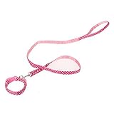 Foxpic Pet Collar Leash Set collar Collars with Adjustable Breakaway Safety Release Buckle- leash pink polka-dots Small
