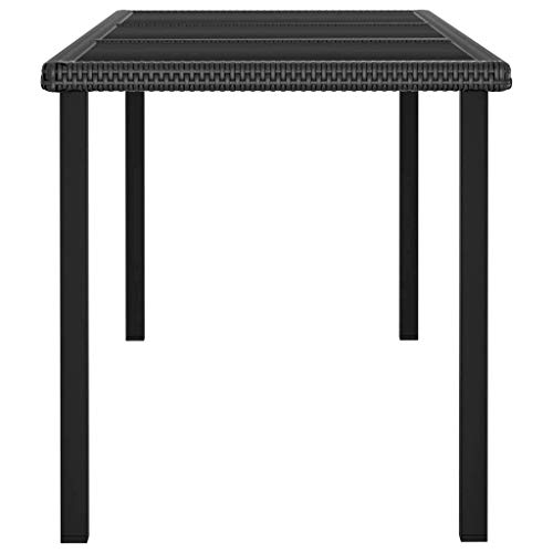vidaXL Garten Esstisch Gartentisch Terrassentisch Balkontisch Gartenmöbel Tisch Outdoor Terrasse Schwarz 180x70x73cm Poly Rattan Stahl Glas – Bild 4