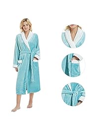 M&M Mymoon Womens Fleece Robes, Soft Plush Long Bathrobe, Thick Kimono Robes for Womens, Warm House Coat