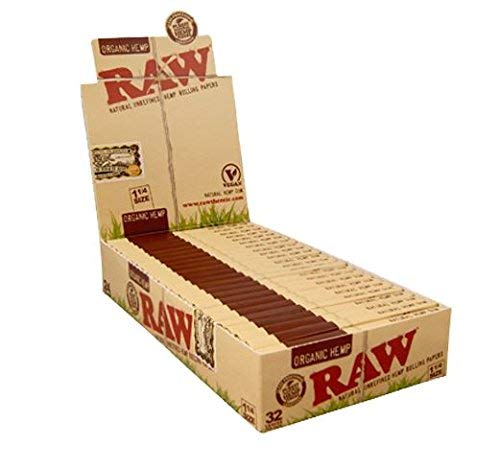 Raw Rolling Paper- Organic Hemp 1 1/4 Ful Box of 24