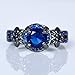 Bamos Jewelry Womens Lab Blue Bright Stone Ring Promise Wedding Engagement Gift Black Gold Plated Womens Rings Size 7