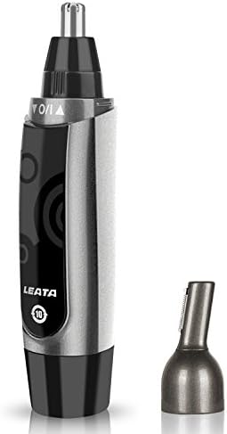 Nose &amp; Ear Hair Trimmer by Aglaia Beauty, Wet/Dry Nose Hair Clipper for Business Men &amp; Women with LED Light, Waterproof Stainless Steel Rotation Blade, Battery-operated (Black)
