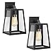 Emliviar Outdoor Wall Lighting Fixture 2 Pack, Wall Light Fixture in Black Finish with Clear Bevel Glass, 12