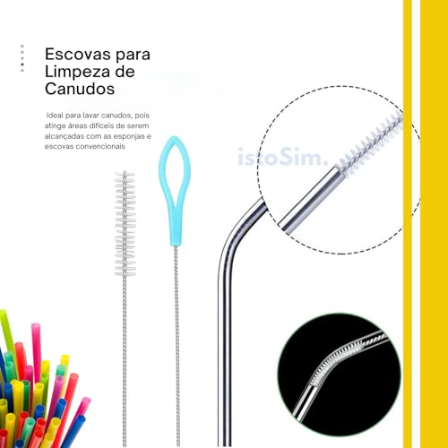 Escova para Canudo, 6 unidades - Escovinha para Limpeza de Canudos Reutilizáveis, Copos com Canudinho e Squeeze