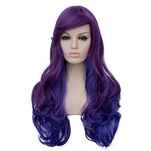 Netgo women s purple ombre blue wigs with side bang lon…