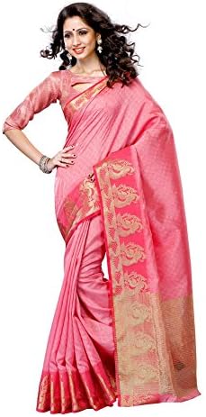 Mimosa Women'S Tussar Silk Saree With Blouse,Color:Light Gajjari(3201-2080-LGAJJ)