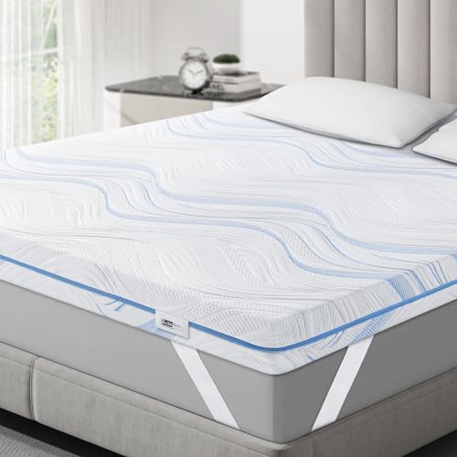BedStory Topper 160 x 200 cm H3/H4 10 cm High Gel Cold Foam Mattress Topper | For bed, box spring bed, sofa bed and caravan, washable cover, double slip resistance, Oeko-Tex Standard 100.
