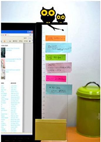 Transparent Computer Monitor Memo, Multifunction Utility Sticky Note Reminder Board Side Panel/Memo Pads/Message Boards/Sticky Boards for Computer Screen(Owl Right)