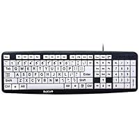 Nuklz N Large Print Computer Keyboard | Visually Impaired Keyboard | High Contrast Black and White Keys Makes Typing Easy | P