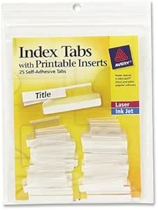 Amazon.com : AVERY-DENNISON, Self-Adhesive Tabs with White Printable ...