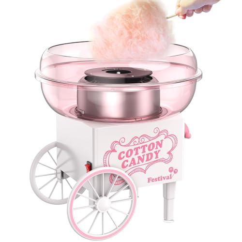 NIUB Cotton Candy Machine, Mini Cotton Candy Maker Machine for Kids with Sugar Scoop, Easy & Safe to Use, Pink Vintage Portable Candy Floss Maker for Birthday, Home, Party Gatherings, Christmas Gift