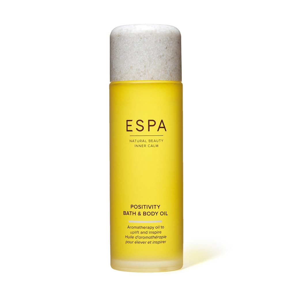 ESPA | Positivity Bath & Body Oil | 100ml | Jasmine, Rose Geranium & Gardenia | Aromatherapy, Essential Oils, Magnesium, Ashwagandha | Support Skin's Natural Moisture Barrier | Massage Oil