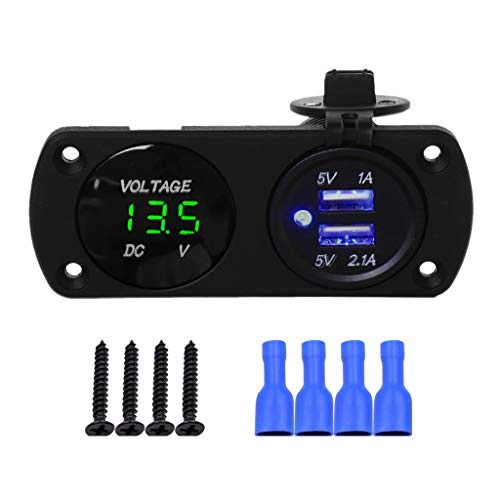 12V 24V Dual USB Car Charger Power Adapter LED Voltmeter Outlet for Car Boat Marine Motorcycle Scooter DIY Kit