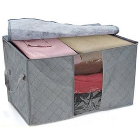 Yosoo Aufbewahrungsbox aus Bambuskohle, 1 Stück, mit Reißverschluss, groß, langlebig, faltbar, für Kleidung, Steppdecken, Kis