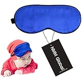 NMM Global 100% Natural Silk Sleep Eye Mask Kids, Cute Night Sleeping Mask with Adjustable Elastic Strap for Newborn (Baby Blue Small)