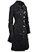 Azbro Women Winter Outdoor Wool Blended Classic Hooded Pea Coat Jacket, Black M