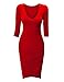 CTC WDR940 Womens Deep V Neck 3/4 Sleeve Tulip Bodycon Dress M RED