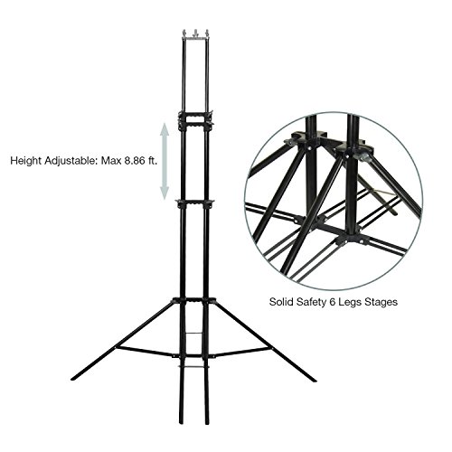 Julius Studio Double Stable 10 x 8.5 ft Photography Triple Backdrop Support System Kit with 6 Leg Support Stands, Extendable Cross Bar, and Carry Bag, JSAG443