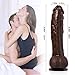 Greenpinecone Realistic Soft 8.66inch Dildo with Suction Cup, Anal and Vaginal G-spot Sex Toy, Dark Brown