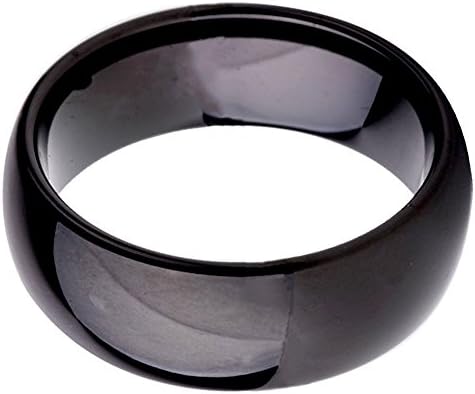 NYBUCHI Tungsten Carbide Men 8mm Black Polished Glossy Ring Couple Wedding
