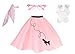 Hip Hop 50's Shop 1950s Adult 4 Piece Poodle Skirt Costume Outfit for Women with Accessories (glasses, socks, scarf) (XSmall/Small, Light Pink)