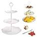 Cake Stand Tower 3-Tier Fruit Racks Plastic Cupcake Dessert Stand-tea Party Serving Platter and 5pcs Fruits Forks For Weddings, Tea Party, Holiday Dinners, or Birthday Parties