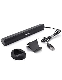 Altavoz estéreo para ordenador con alimentación por USB, mini barra de sonido portátil para Windows PC, ordenador de sobremesa, ordenador portátil, negro