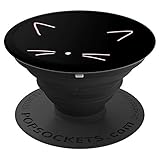 Pink Cat Whiskers - Black - PopSockets Grip and Stand for Phones and Tablets