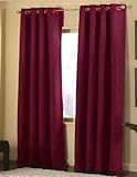 4-pieces Micro Suede Grommet Top Lined Panel Window Curtain Set, Burgundy