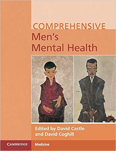 The cover of Comprehensive Men's Mental Health. There is art of two men below the title. 