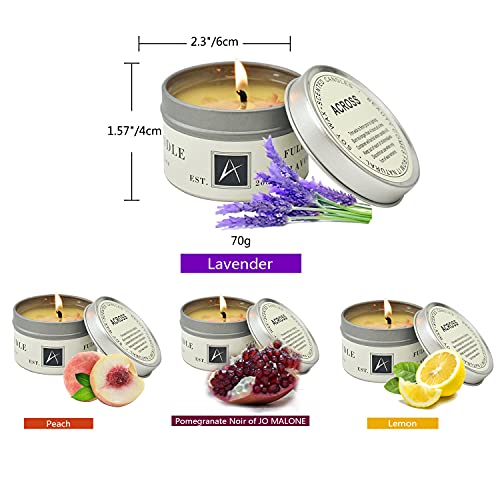 4 Pack Scented Candles Gift Set, Soy Wax Portable Travel Candles Women Mother Teacher Gift with Strongly Fragrance Essential Oils for Stress Relief Aromatherapy Bath Home Decor Christmas Birthday