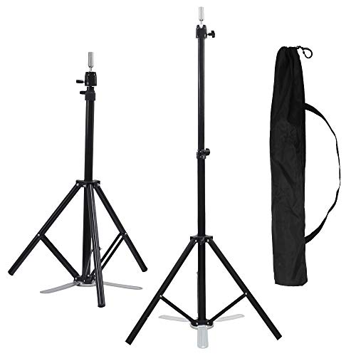 HYOUJIN Heavy Duty Metal Adjustable Tripod Stand Holder Wig Stand for Canvas Block Head Hairdressing Training Head Mannequin Head with Carry Bag - Thumbnail 4