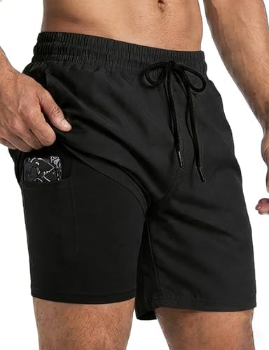 Buauty 2 in 1 Mens Swim Trunks with Compression Liner 5