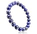 Natural Blue Lapis Lazuli Gemstone Bracelet 7.5 inch Stretchy Chakra Gems Stones Healing Crystal Great Gifts (Unisex) GB8B-20
