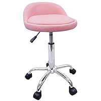 DevLon NorthWest Salon Stool with Back Rest Saddle Hydraulic Spa Stool (LIGHT PINK)