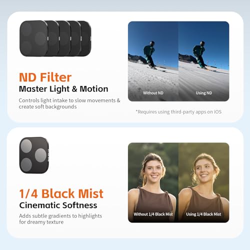 SMALLRIG Kit de filtros cuadrados ND y Black Mist para iPhone 17 Pro Max, filtros magnéticos para lentes, filtro de difusión Black Mist de 1/4/ND2/ND4/ND8/ND16/ND32, paquete de 6, azul - 6076