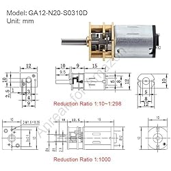2Pcs DC 12V 1000RPM GA12 N20 High Torque Motor